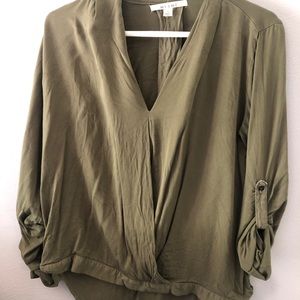 Olive blouse. Size S. 3/4 sleeve with open front
